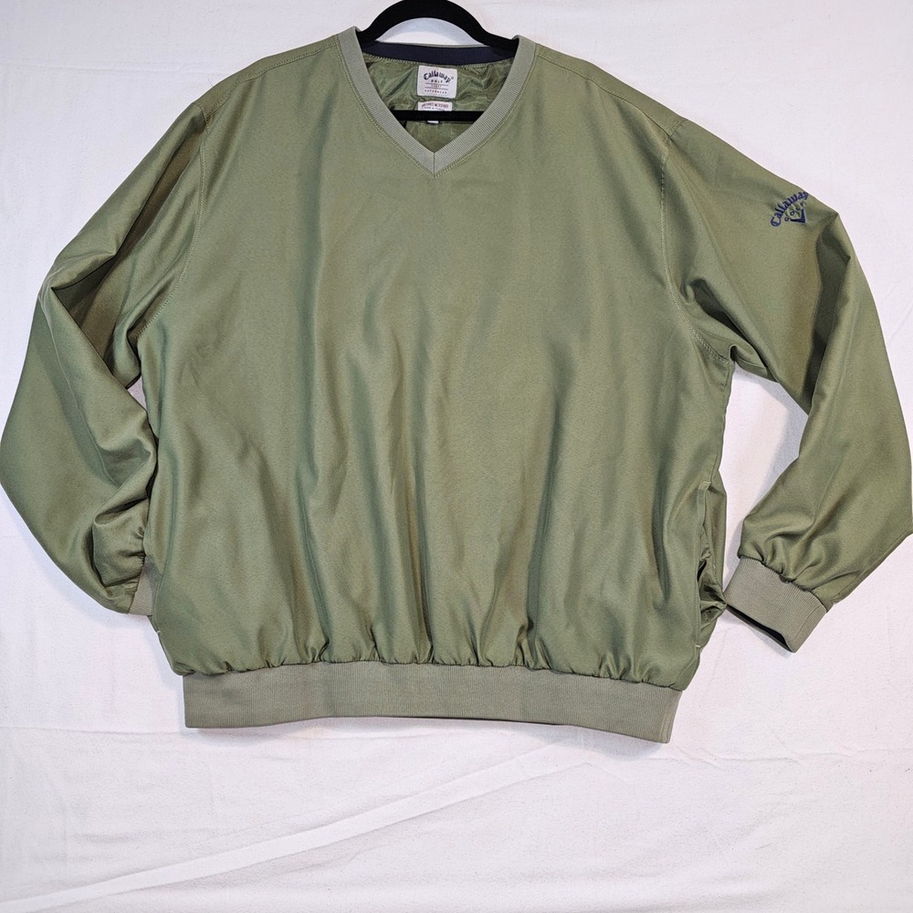 Callaway‎ Golf Outerwear Pullover V Neck Long Sleeve Green Men L Dad Gorpcore